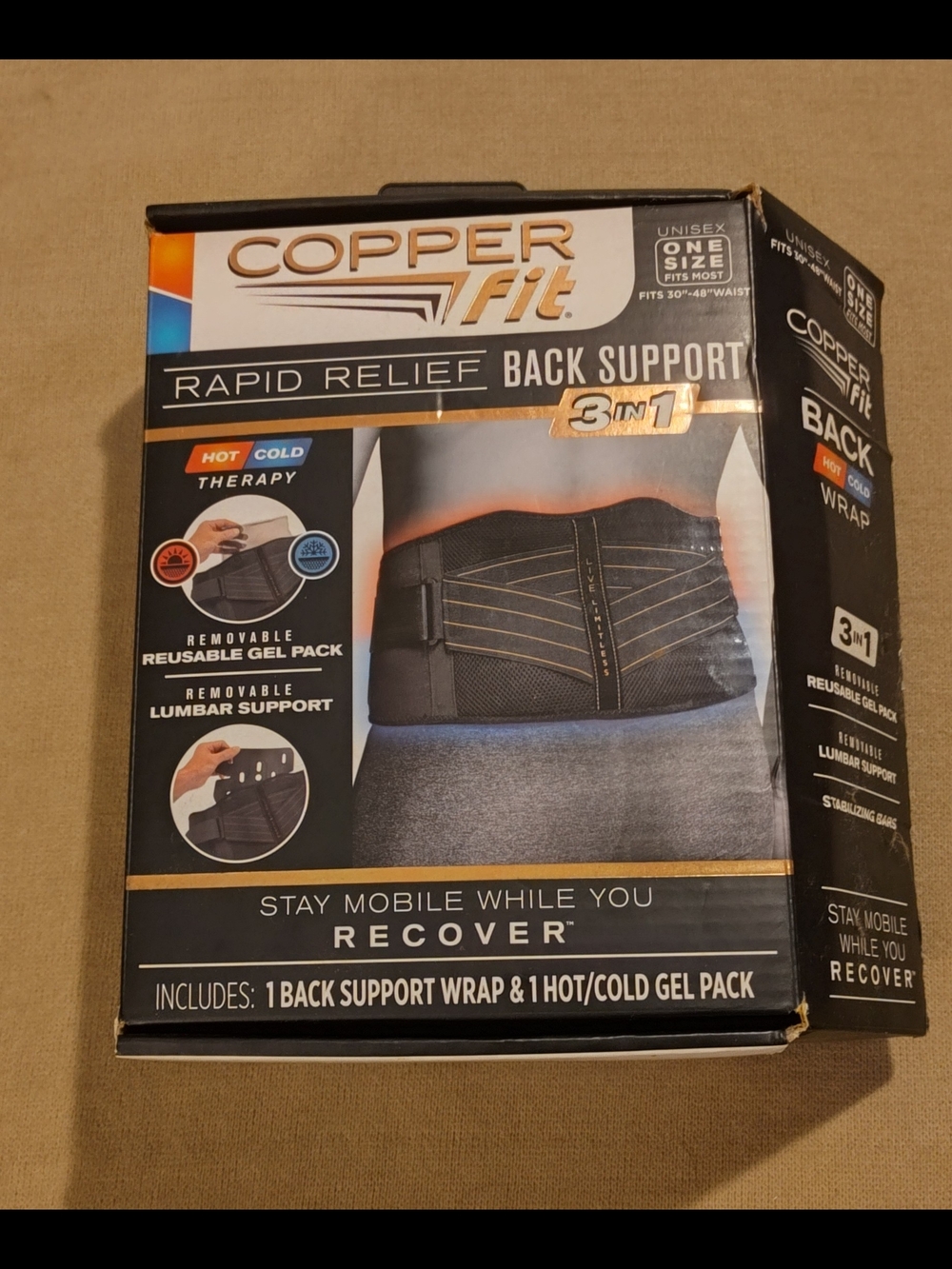 Copper Fit Rapid Relief Back Support Wrap - Black